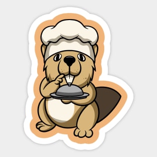 Cute otter cooking Sticker